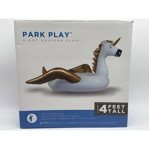 Park Play Giant Unicorn Inflatable Pool Float 89" L X 79" W X 46" H Durable Viny
